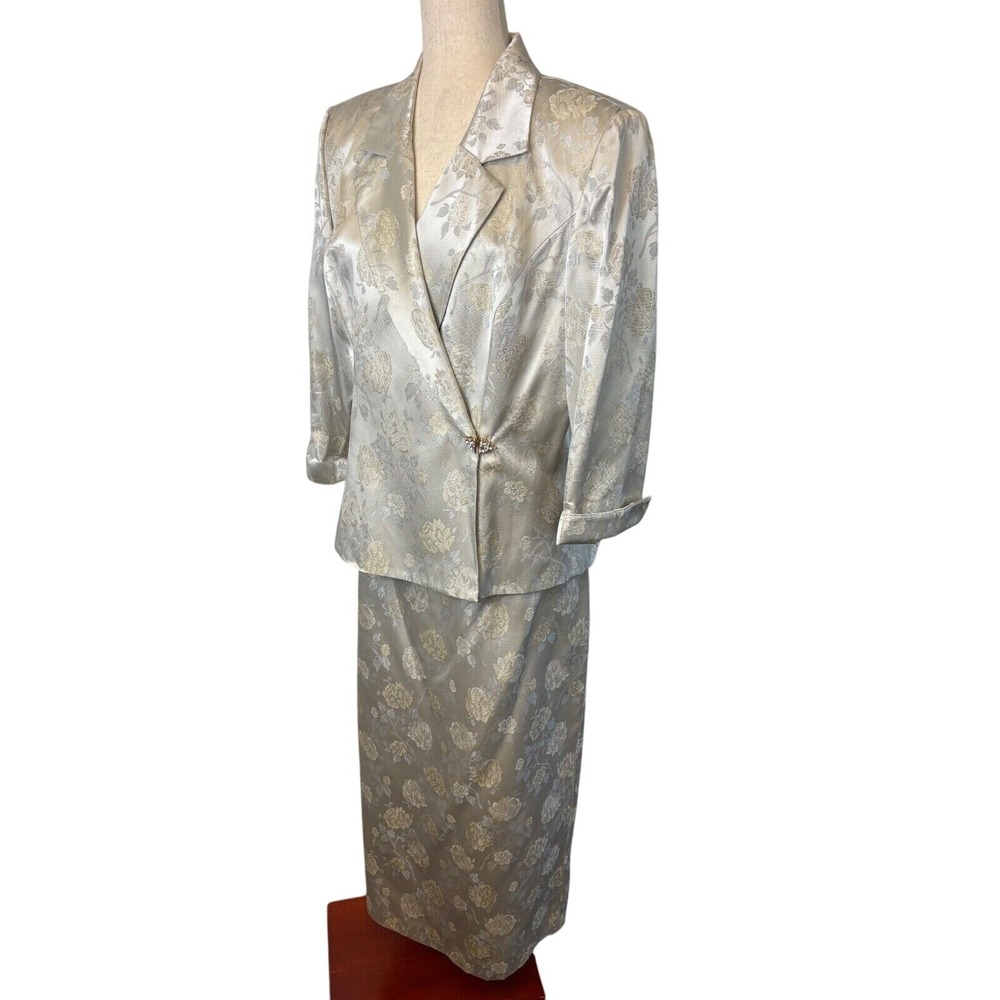 Alex Evenings Two Piece Evening Suit Women's Size 14 Champagne Mother of Bride‎
